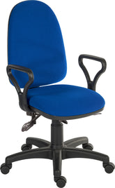 Ergo Trio Ergonomic High Back Fabric Operator Office Chair with Fixed Arms Blue - 2901BLU/0288 DD